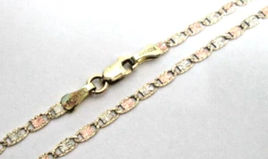 L@@K Shiny Real Solid 10k 3- Color Gold Constantine Chain necklace 24" long - Picture 1 of 13