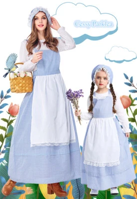 Disfraz Pionero Dama Niña Pradera Peregrino Antiguo Día Colonial Victoriano Semana del Libro Foto 1 de 4