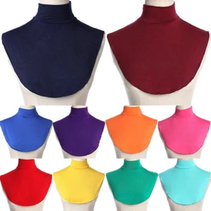 Women Men Cotton Fake Mock Neck Bib Dickey Collar Neckline Turtleneck Warmer Top - Picture 1 of 20