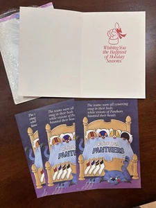 Tarjetas de felicitación navideñas vintage 1992 Carolina Panthers NFL vacaciones (4) paquete - Imagen 1 de 2