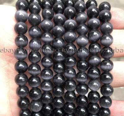 Piedras preciosas de ópalo mexicano ojo de gato 4/8/10/16/20 mm cuentas sueltas redondas lisas hilo Foto 1 de 4