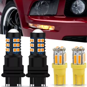 Amber Turn Signal Light + Parking Indicator LED Bulbs For 2005-2009 Ford Mustang - Picture 1 of 13
