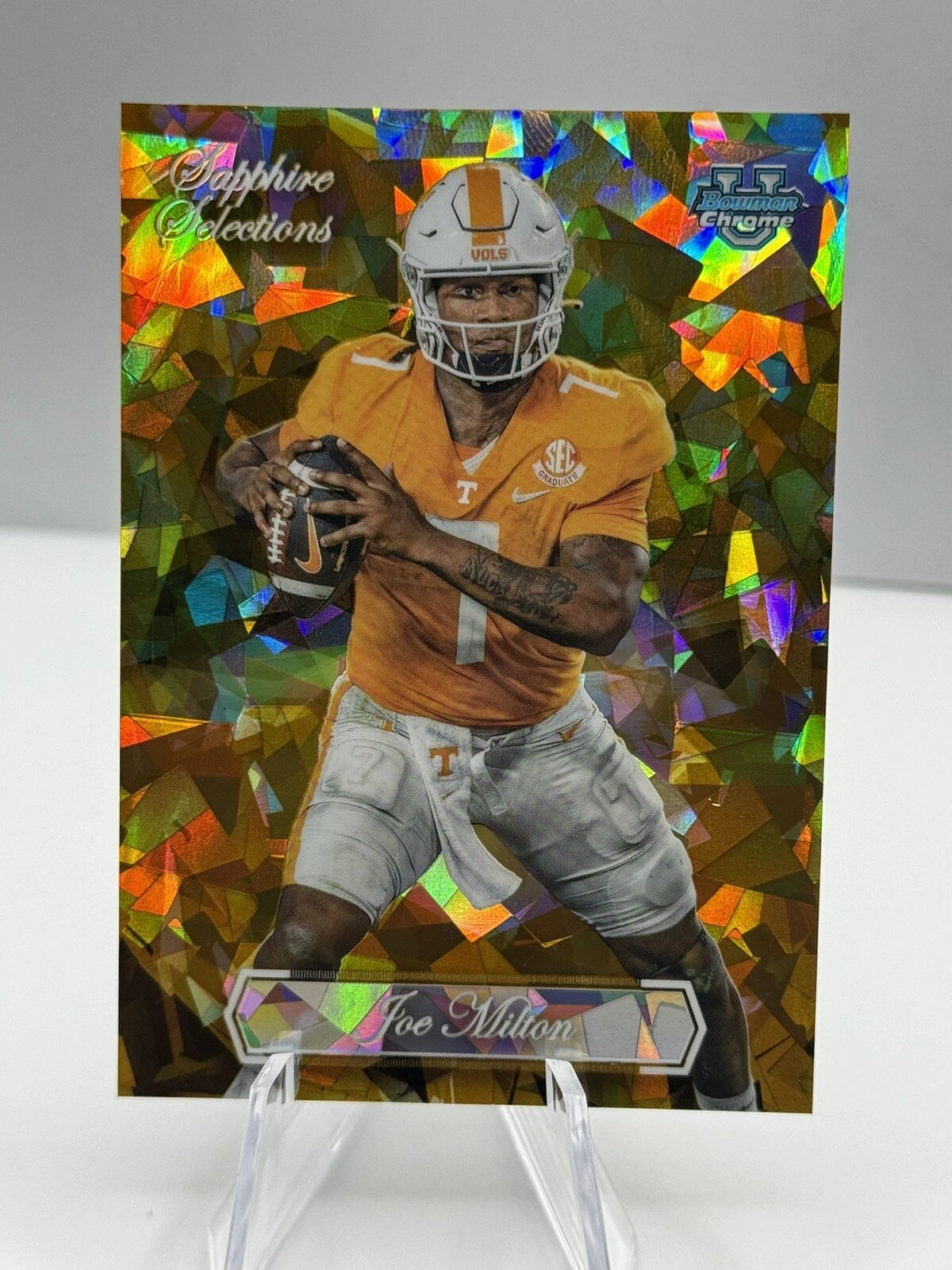 2023 Joe Milton Bowman Chrome U Sapphire Selections Gold Refractor SP #03/50
