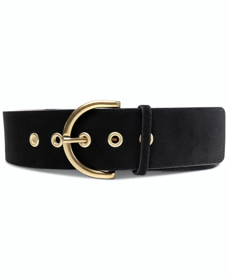 Style & Co Women's Faux-Suede Stretch Belt – Black, Gold Buckle, Size M/L - Image 1 of 3