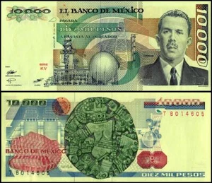 Mexico 10000 Pesos, 1985, P-89c.5, UNC, Series KV - Picture 1 of 1