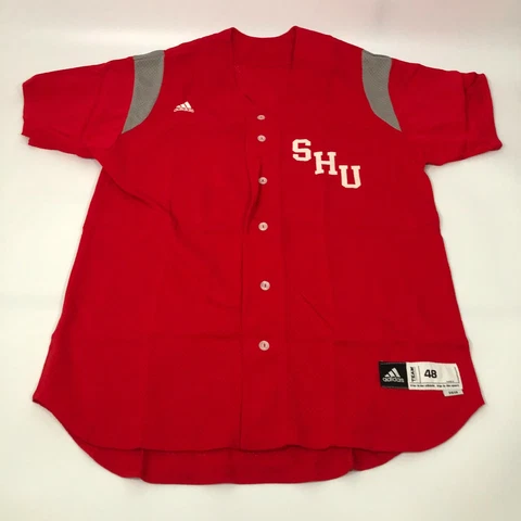 Adidas Sacred Heart Pioneers Baseball Jersey Size 48 Mens Red Button NCAA #13 Cover
