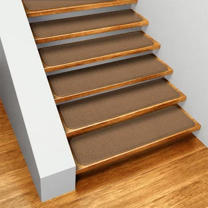 Set of 15 SKID-RESISTANT Carpet Stair Treads TOFFEE BROWN runner rugs - Picture 1 of 3