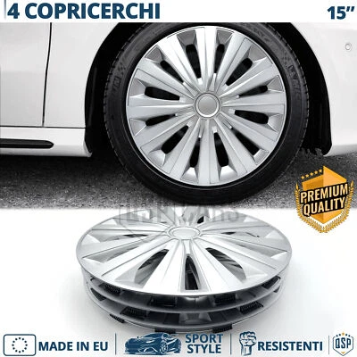 4 Copricerchi per VW Golf 7 12-17 15'' Pollici Coppette 12 Razze Silver MADE EU - Immagine 1 di 4