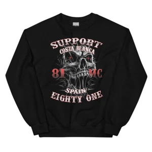 01 Hells Angels Big Red Machine Slim Scull Suéter Negro 5533 - Imagen 1 de 9