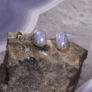 Chalcedon Ohrring, 925er Silber, Edelstein Ohrringe (3816), Edelsteinschmuck - Bild 1 von 1