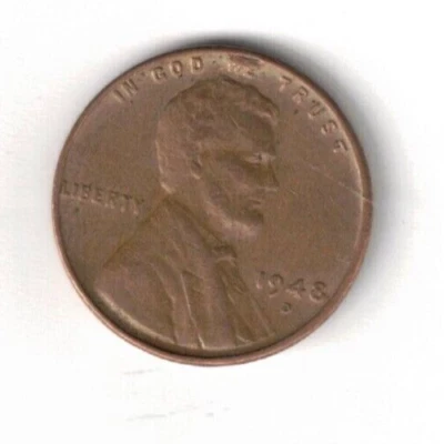1948-D Denver Circulated Business Strike Copper One Cent Coin! - Image 1 of 2