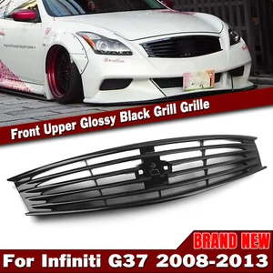 Front Bumper Grill Grille For Infiniti G37 2 Door Coupe 2008-2013 Gloss Black 1X - Picture 1 of 12
