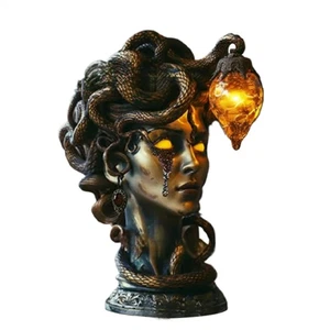 Medusa Statue Light Table Resin Figurines Decoration Lighting Life Collectible - Picture 1 of 7