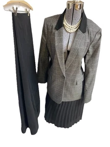 DKNY Pant Skirt Suit Size 16 Three Piece Set Pants Skirt Blazer Pockets EXEC - Picture 1 of 24