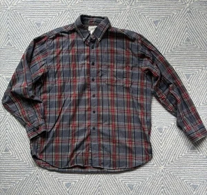 Camicia vintage LL Bean in flanella con bottoni - grigio/rosso a quadri - grande 228061 - Foto 1 di 6