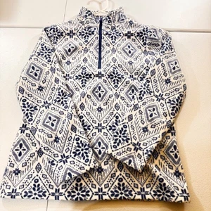 Women's Cozy Fair Isle Fleece Quarter Zip Pullover Sweater - Picture 1 of 4