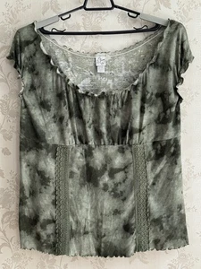 Vintage Y2k Babydoll Top Gr. 18/20 W Milkmaid grün Waldfee Boho 100 % Baumwolle - Bild 1 von 7