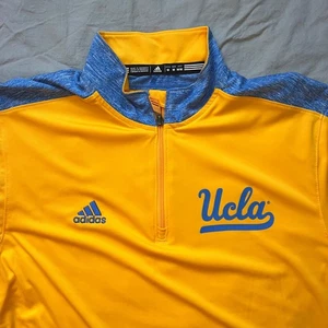 ADIDAS UCLA Bruins Pullover Para Hombres Mediano Cuarto Cremallera Manga Larga Camisa Dorado Azul - Imagen 1 de 12