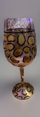 Unique handpainted leopard Lolita celebration wine glass with recipe enjoy - Image 1 of 4