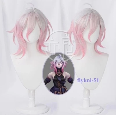 Peluca Cosplay League of Legends LOL Briar Blanco Degradado Rosa Cabello Sintético 40 cm Foto 1 de 4