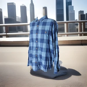 Fat Face Indigo Dye Shades of Blue Check Long Sleeve Cotton Shirt - Men's XL - Picture 1 of 11