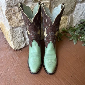 Ariat Manzanita Damen-Cowboystiefel salbeigrün Leder Größe 6B Western Rodeo - Bild 1 von 10