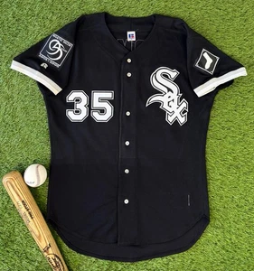 Vintage Russell Diamond MLB Chicago White Sox THOMAS #35 Jersey Sz 44 Black USA - Picture 1 of 8