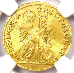 1700-1709 Italy Venice Mocenigo II Gold Zecchino 1Z Christ Coin - NGC AU Details - Picture 1 of 5
