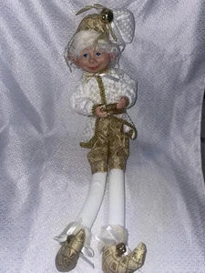 NUEVA MUÑECA DECORATIVA NAVIDAD PIXIE ELF 18" Diseño Dorado Y Blanco Nueva - Imagen 1 de 2