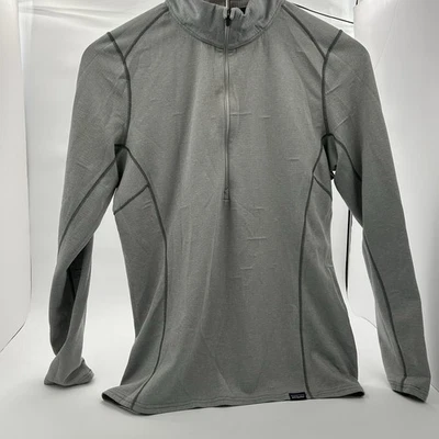 Camada de desempenho Patagonia feminina meio zíper M cinza sólida camada de base de pescoço simulada - Imagem 1 de 4