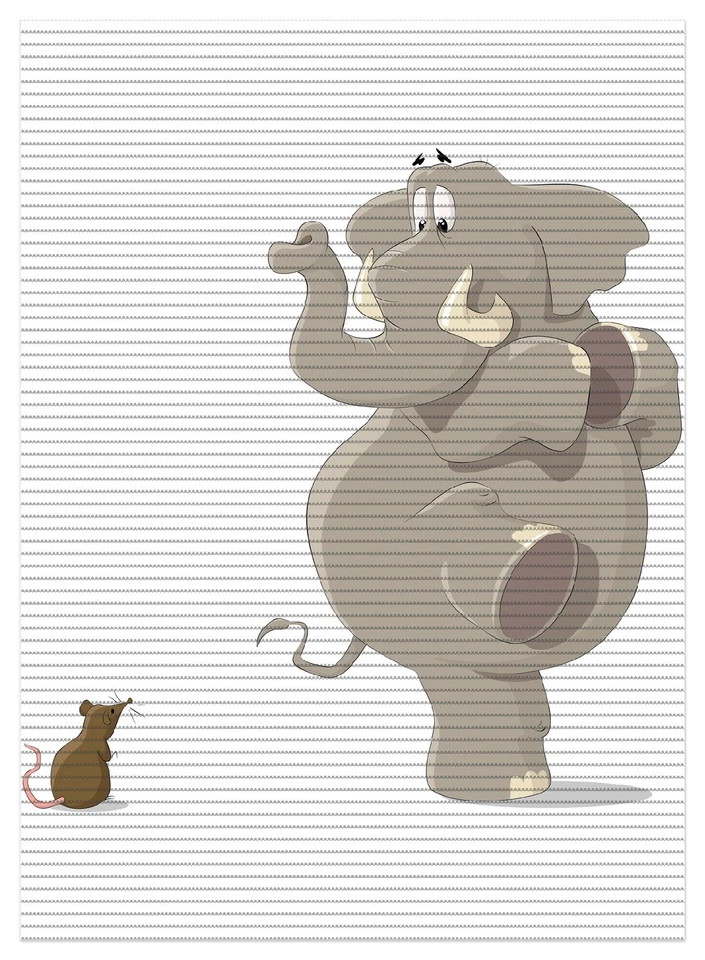 Wallario Duschmatte Bad Teppich Vorleger Elefant erschrickt Maus Comic Zeichnung - Bild 1 von 1