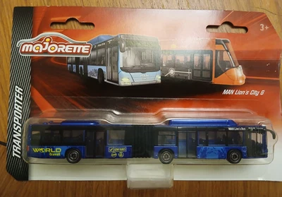 Majorette Transporter MAN Lion's City Bus World Travel Blue Bendi Bus UK Seller - Image 1 of 4