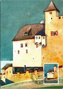 Estampilla postal máxima 1986 del castillo de Vaduz de Liechtenstein - Imagen 1 de 2