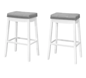 Monarch Specialties Barstool - Set Of 2 / Tufted / Nailhead Trim / Upholstered / - Picture 1 of 8