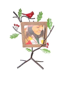 Cracker Barrel Cardinal Pájaro Rojo y Acebo Colgante 4X4 Marco y Soporte 11"X9" - Imagen 1 de 8