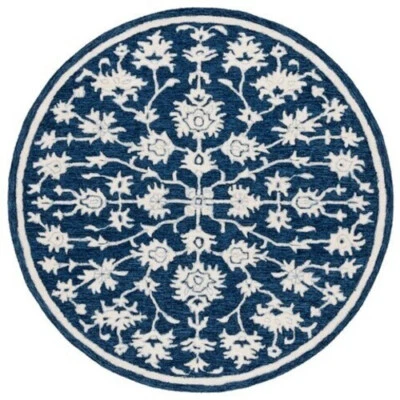 Alfombra redonda de diseño de 6' corte y bucle texturizada lana azul marfil *ENVÍO GRATUITO* Foto 1 de 4