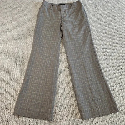 Banana Republic Martin Fit Women’s 4R Gray Plaid Low Rise Flare Pants - Image 1 of 4
