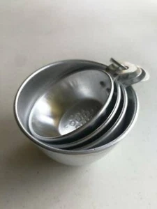 Aluminum Metal Pastry Measuring Dessert 4 Cups Set Steel Spoons Kitchen Baking - Picture 1 of 12