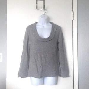 Banana Republic Gray Sweater Pullover Draped Cowl Neck Cotton / Angora EUC Sz M - Picture 1 of 6