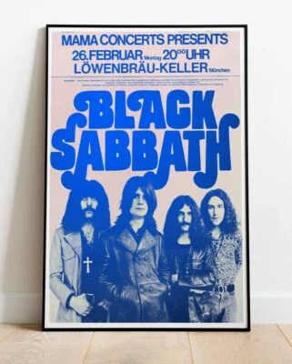 Póster de la gira de Múnich 1973 Black Sabbath - Live hasta 36" Foto 1 de 2