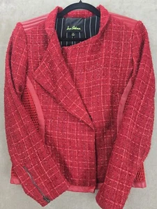 Sam Edelman Womens Red Moto Jacket Size Medium Zip Cuffs Fish Net Sides - Picture 1 of 23