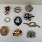Lot Of 10 Vintage Brooches Pins Jewelry  Jewelry Assorted Shapes And Colors