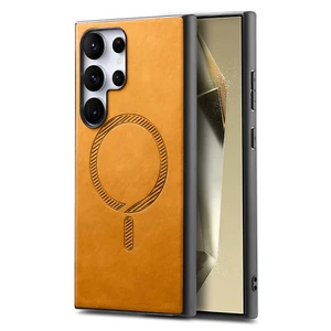 Mag-Safe Case PU Leather Cover For Samsung Galaxy S24 S25 Ultra S23 A56 A55 A16 - Picture 1 of 75