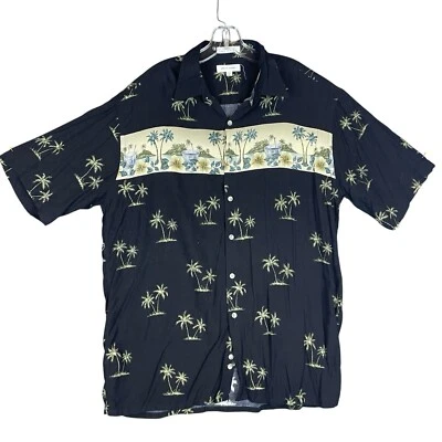 Vintage Pierre Cardin Shirt Men’s L Cocktail 100% Rayon Aloha Hawaiian Black - Image 1 of 4
