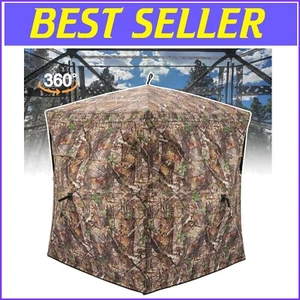 360° Camouflage Hunting Blind for 3-4 People - Pop-Up Tent with See-Through Mesh - Picture 1 of 9