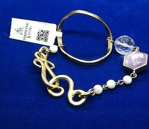 Stephanie Kantis 24K Gold Plate White Quartz, Amethyst & Pearl Bracelet  - Picture 1 of 8