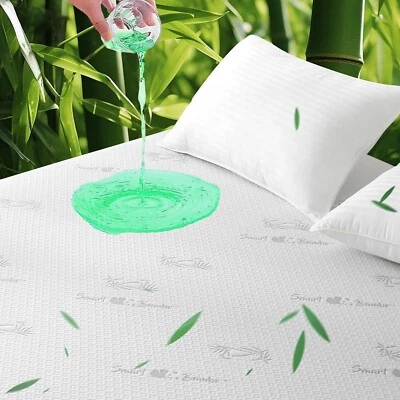 Protector de colchón de bambú tamaño queen cubierta chinches ácaros antipolvo impermeable suave EE. UU. Foto 1 de 4