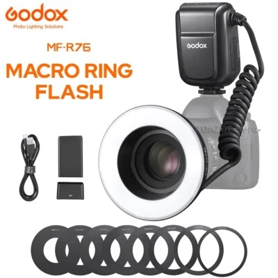 Godox RING72 Macro LED Ring Fill Light 8 Adapter Ring For Canon Nikon Sony DSLR - Image 1 of 4