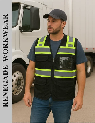 Chaleco de malla multibolsillo ligero High Viz Clase 3 para hombre Foto 1 de 4