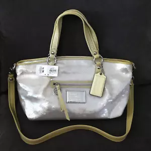 New COACH 16339 Poppy Sequins Opal Off white Ivory Sophia Shoulder Bag - Picture 1 of 10